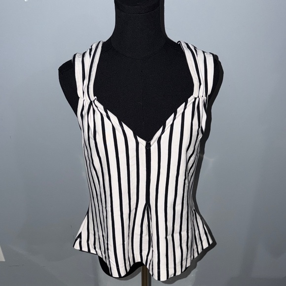 Maeve Tops - Maeve Black and White Striped Blouse